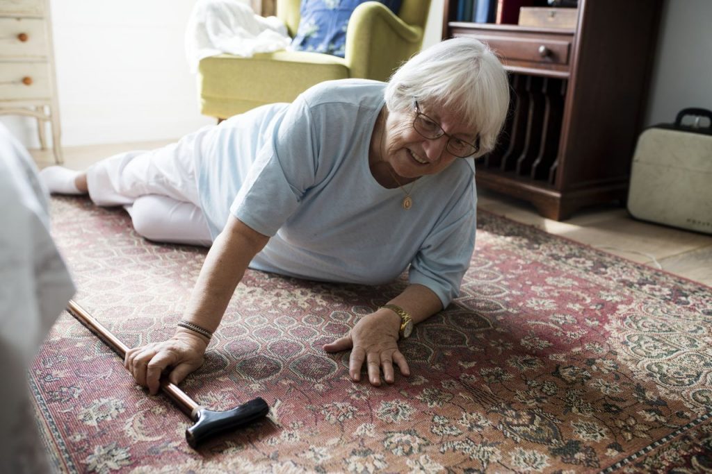 Elderly woman fell on the floor